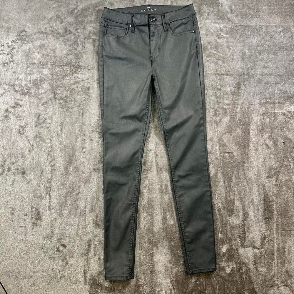 White House Black Market The Skinny High Rise Coated Gray Jeans Women's Size 2